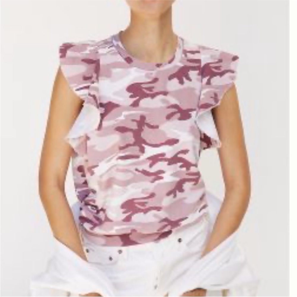 $88 Anthropologie t.la ruffle sleeve pink camo sweatshirt